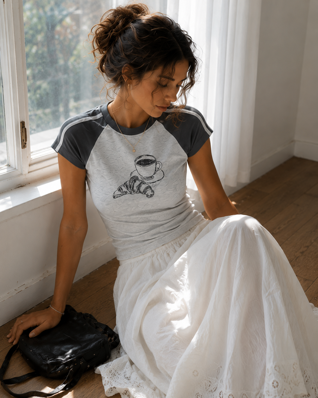 The One With The Croissant - Grey Graphic T-Shirt
