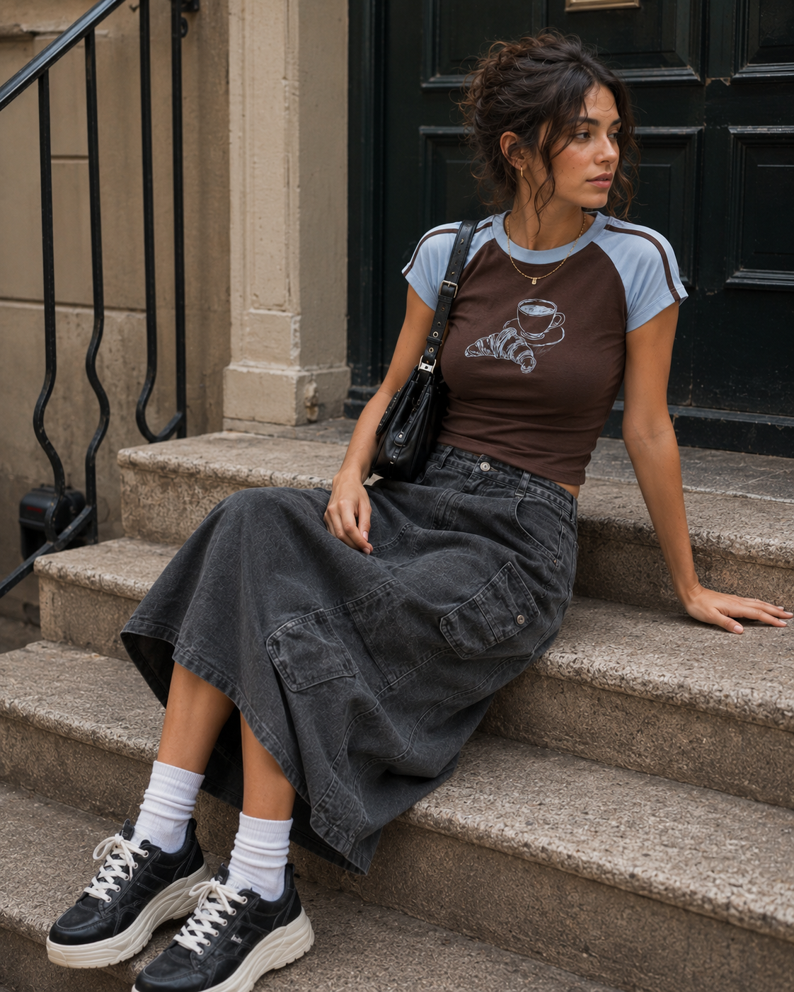 The One With The Croissant - Brown Graphic T-Shirt